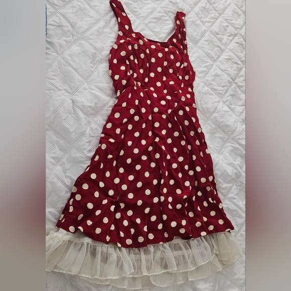 🌟NWOT Rare Betsey Johnson Red High Low Dress with White Polka Dots Size S🌟 - Picture 4 of 6
